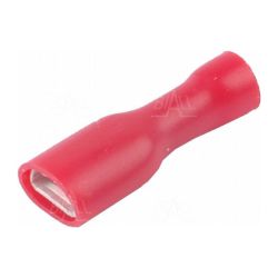 Konektor 4,8mm gniazdo płaskie izolowane czerwone / 601150 / 65054
