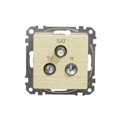 Gniazdo R/TV/SAT przelotowe (7dB), brzoza, efekt drewna, Sedna Design i Elements SDD180484