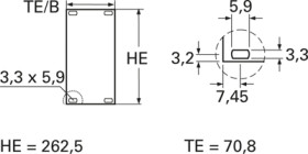 Part front panel, die-cast aluminum, (W x H) 70.8 x 262.5 mm, 14 HP, light gray, 243-614-45