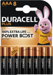 Alkali manganese-battery, 1.5 V, LR03, AAA, round cell, surface contact, DURACELL PLUS POWER BOOST AAA8