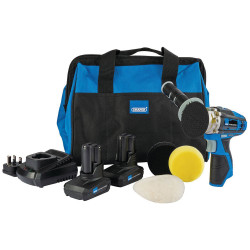 Draper 99727 Storm Force® 10.8V Mini Polisher Kit (2x 4Ah, Charger &amp; Bag)