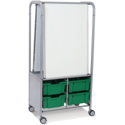 MakerHub Trolley With 2 Magnetic Boards &amp; Grass Green Gratnells Trays