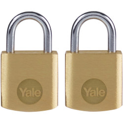 Yale Locks Y110B/20/111/2 Brass Padlock 20mm (2 Pack)