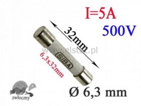 5A bezp. ceramik zwłoczny 6,3x32mm; 500V