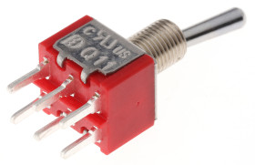 Przełącznik Wł.-(wł.) średnica wycięcia 6.35mm DPDT RS PRO Płytka drukowana długość przełącznika 10.41mm