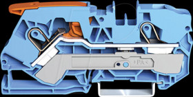 2110-1204 2-wire feed-through terminal, with lever, 10 mm², blue
