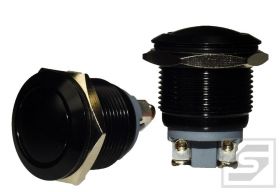 Przycisk wandaloodporny PW19WBL;250 V;2A;czarny;19mm;wypukły;chwilowy