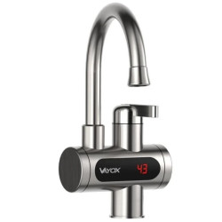 Przepływowy podgrzewacz wody pionowy, wyświetlacz, stal nierdzewna VA0265 VAYOX