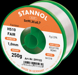599103 Solder wire HS10 FAIR lead-free with copper, Ø 1,0 mm, 250 g