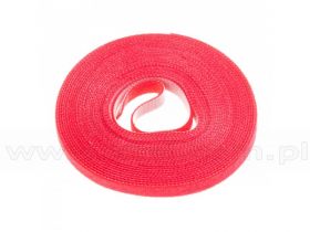 Taśma rzepowa, dwustronna, czerwona, 10mm x 5m