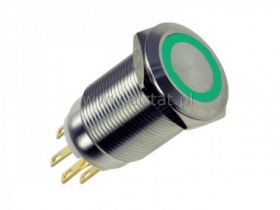 Przycisk stabilny 19mm, LED zielony 12V
