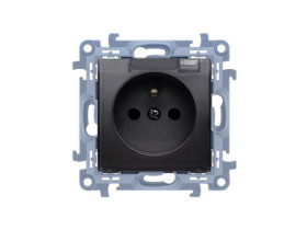 SIMON 10 Gniazdo pojedyncze z uziemieniem do wersji IP44 Z USZCZELKĄ - klapka transparentna (moduł) 16A 250V szybkozłącza czarny