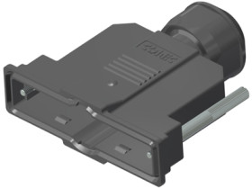 D-Sub connector housing, size: 4 (DC), straight 180°, cable Ø 14 to 16 mm, PBT, black, 15-004690