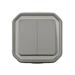 NOWE PLEXO 55 Łącznik podwójny/przycisk podwójny komplet natynkowy 10 AX - 250 V AC szary 069715L