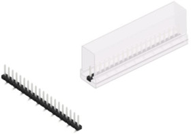 Pin header, 20 pole, pitch 2 mm, angled, black, 10063366