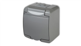 Junior Gniazdo Pojedyncze Z/U (Klapka Popielata) Popielaty Ip54 10Ghe-1