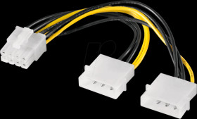 93241 Graphics cable, 2x 4 pin HDD plug &gt; 8 pin PCIe socket, 15 cm