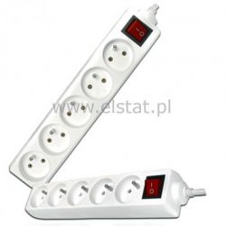Przedłużacz 5GN 3m + 0 + przełącznik, biały