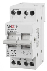 Przełącznik zasilania sieć-agregat 2P 63A 1-0-2 PSA-63A-2P