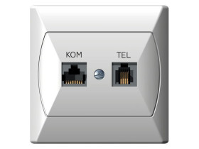 AKCENT Gniazdo komputerowo-telefoniczne RJ 45 kat. 5e (8-stykowe) + RJ 11 (6-stykowe) biały GPKT-A/K/00 OSPEL
