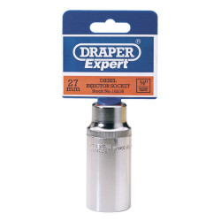 Draper Expert 16216 27mm 1/2&quot; Square Drive Diesel Injector Socket 6 Point