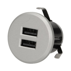 Ładowarka 2xUSB wpuszczana w blat. srebrna OR-AE-1368/G