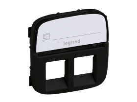 VALENA ALLURE Plakietka czarna gniazda podwójne 2xRJ11 lub 2xRJ45 lub RJ11/RJ45 z etykietą 755488 LEGRAND