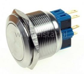 Przycisk chwilowy; otwór 25mm; metal; płaski