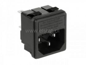 Gniazdo męskie zasil. 3 PIN + bezpiecznik wciskane