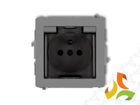 DECO Gniazdo hermetyczne z uziemieniem (klapka dymna przesłony torów prądowych) szary mat 27DGPB-1zdp KARLIK