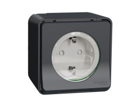 MUREVA STYL Gniazdo pojedyncze z uziemieniem schuko IP55 antracyt MUR36034 SCHNEIDER ELECTRIC