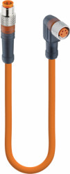 Sensor actuator cable, M8-cable plug, straight to M8-cable socket, straight, 4 pole, 1.5 m, PUR, orange, 4 A, 104646