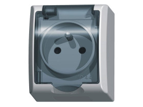 FALA Gniazdo pojedyncze z uziemieniem natynkowe IP44 z klapką białe GNH-1HZ/00/d OSPEL