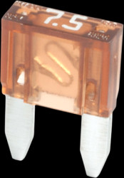 Automotive flat fuse, 7.5 A, 32 V, brown, (L x W x H) 11.1 x 3.9 x 16.2 mm, F7075