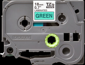 Labelling tape cartridge, 18 mm, tape green, font black, 8 m, TZE-741