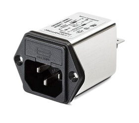 Filtr gniazda IEC 6A 2 IEC/EN 60939 250V ac Schaffner Męski Montaż na panelu 5 x 20 mm Faston