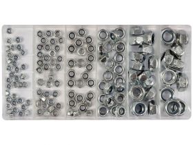 Zestaw 146 sztuk nakrętek metrycznych z zabezpieczeniem mix rozmiarów