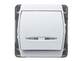 GAZELA Wyłącznik pojedynczy podświetlany biały ŁP-1JS/m/00 OSPEL