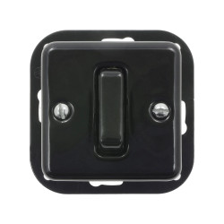 Włącznik światła pojedynczy ceramiczny, kwadratowy podtynkowy czarny Ceramic Loft