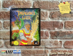 Dragon's Lair - Amiga Video Game Artwork on Rustic - Metal Sign