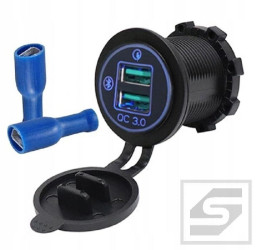 Ładowarka 2xUSB QC 3.0/B/2x18W;2x3A Kolor podświetlenia niebieski;12VDC