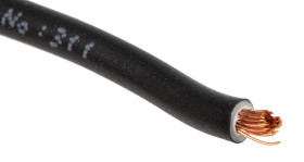 Przewód montażowy 2,5mm² Czarny RS PRO PVC 14 AWG 750 V dł. 100m 45/0,25 mm +70°C IEC 60332-1