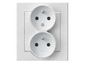 SONATA Gniazdo podwójne bez uziemienia IP20 niezmienność faz z ramką biały GP-2RC/00 OSPEL