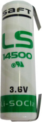 Lithium-battery, 3.6 V, LR6, AA, round cell, soldering lug, LS 14500 CNR
