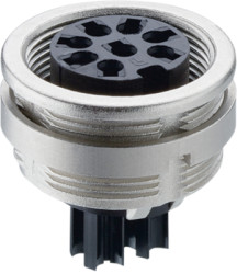 Panel socket, 6 pole, crimp connection, screw locking, straight, 0362 06-1