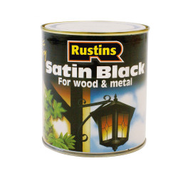 Rustins SATB1000 Quick Drying Satin Black Paint 1 Litre