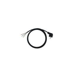 Kabel Zasilający 1,5m 3x1,5mm Cz Sieciowy 230V Czarny, Z/U, Wtyk Kątowy