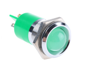 Lampka kontrolna do montażu panelowego 230V ac, zielona 22mm LED Chrom RS PRO