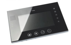 Monitor głośnomówiący, z pamięcią, kolor czarny. 7 cali. Obsługa 2 stacji bramowych (lub 1 stacja + 1 kamera CCTV)