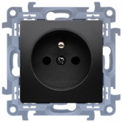 Gniazdo zasilające pojedyncze SIMON 10 czarne [2P+Z] 16A Kontakt Simon CGZ1C.01/49